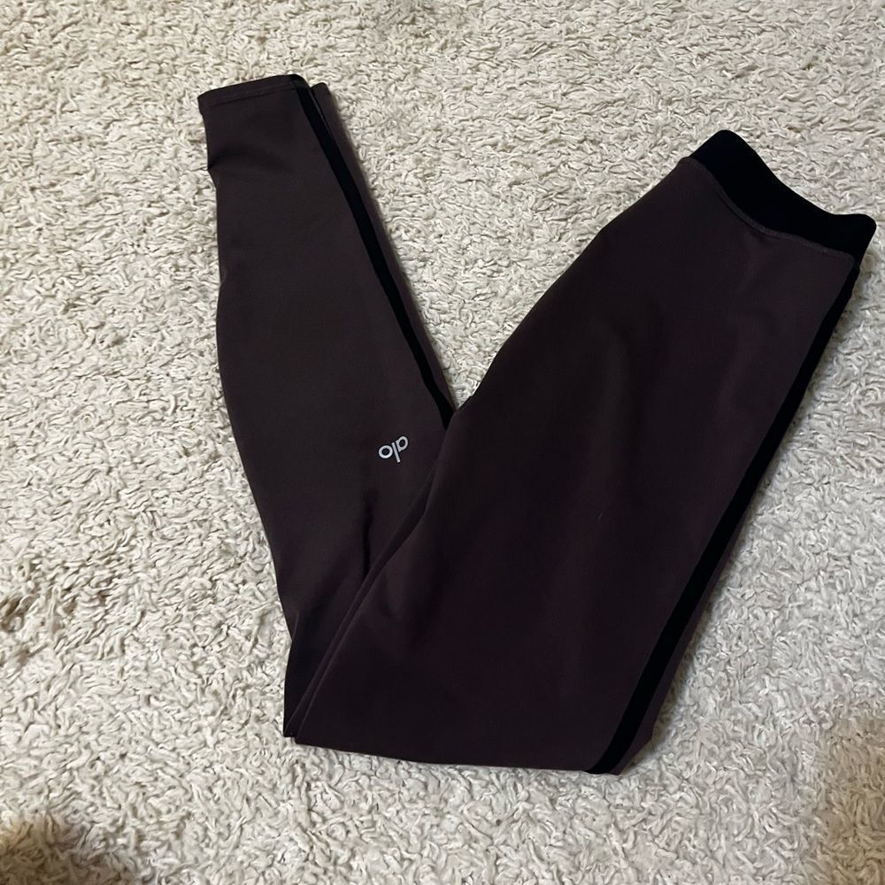 alo yoga airbrush high waisted streamlined leggings brown size xs
